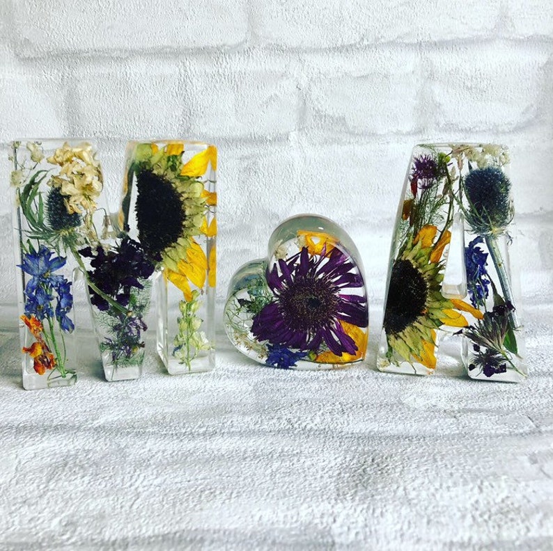Wedding Flower Preservation Large Letter Resin Floral Keepsake Etsy UK