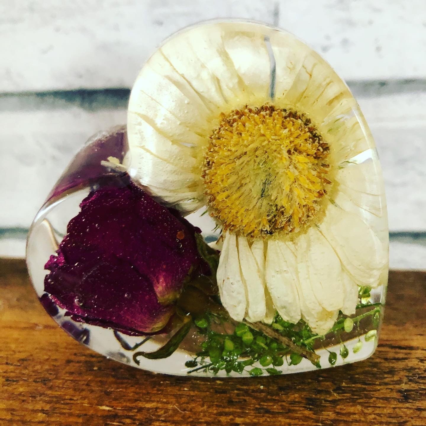 Funeral flower preservation floral resin heart keepsake 8.5 cm Etsy