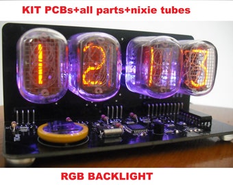 Nixie Tube clock KIT with IN-12 Tube led rgb Backlight Black PCB