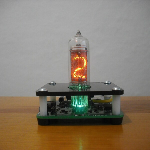 IN-14 Single Digit NIXIE Clock+Black Acrylic enclosure RGB Backlight With Tube