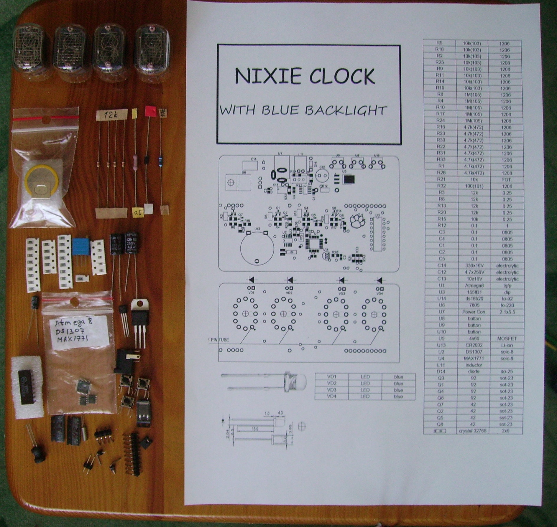 Nixie Tube clock kit with IN12 Tube LED Blue Backlight Black Etsy