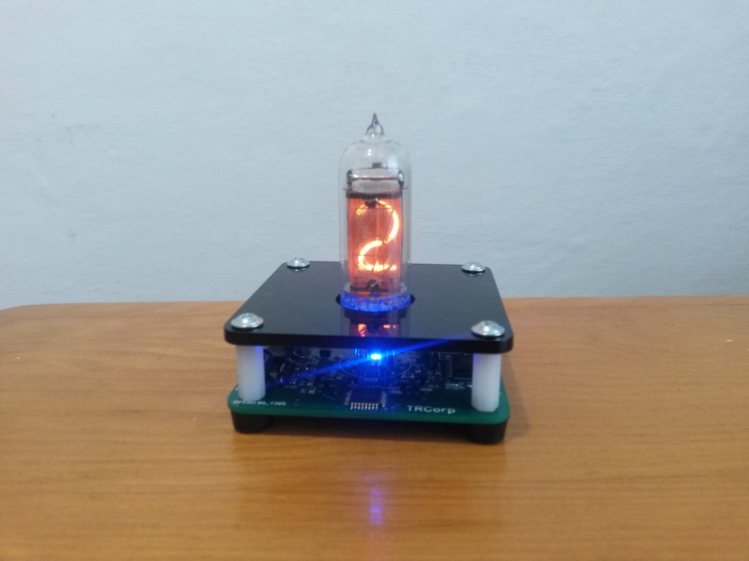 IN-14 Single Digit NIXIE Clock (small Grid)+black Acrylic Enclosure RGB ...