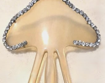 Antique Art Nouveau Clear Pastes Horn Hair Comb