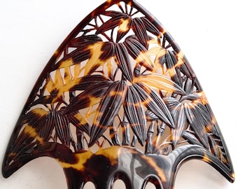 Antique Victorian Carved Bamboo Motif Hair Comb