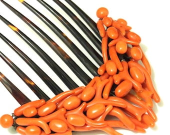 Antique Italian Branch Coral Hair Comb