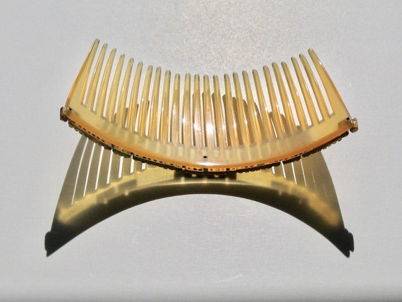 Antique Edwardian Greek Key Paste Horn Hair Comb,… - image 7