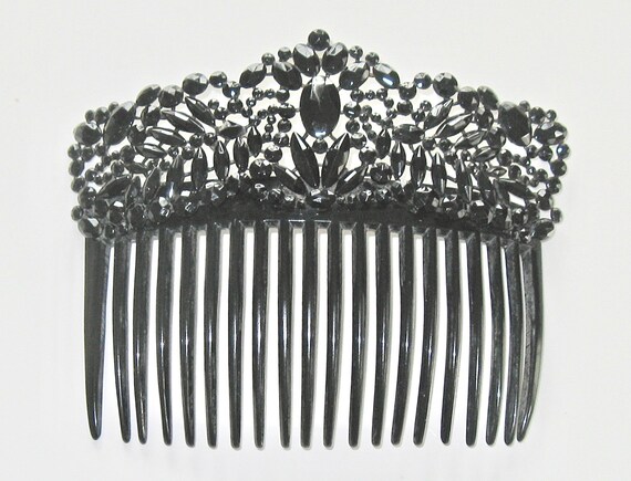Victorian French Jet Mourning Hair Comb, Antique H