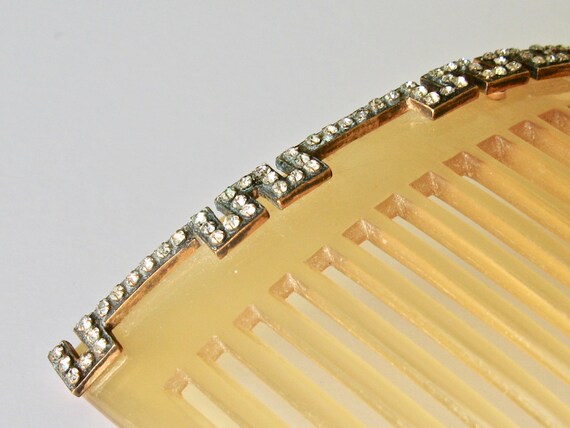 Antique Edwardian Greek Key Paste Horn Hair Comb,… - image 3