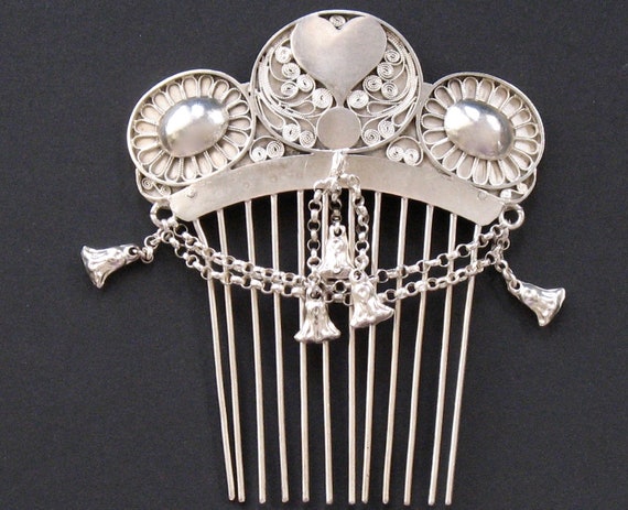 Antique Silver Heart Hair Comb Antique German Comb Georgian Etsy