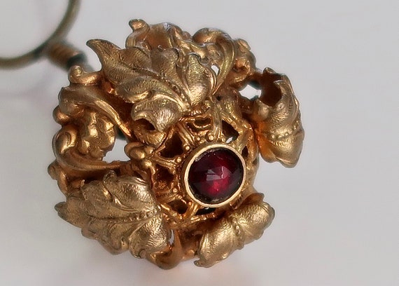 Victorian Floral Fire Gilt & Garnet Tremblant Hai… - image 4