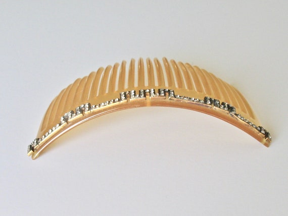 Antique Edwardian Greek Key Paste Horn Hair Comb,… - image 8