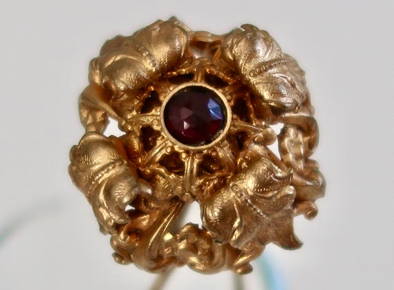 Victorian Floral Fire Gilt & Garnet Tremblant Hai… - image 8