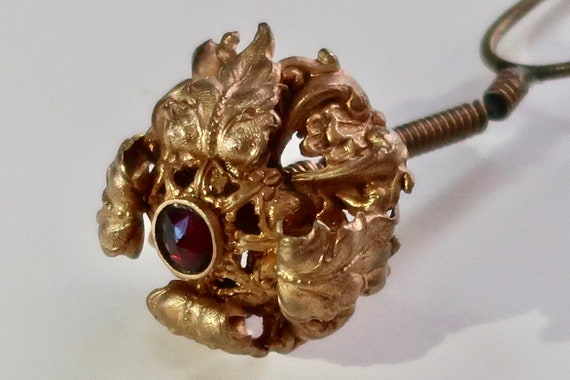 Victorian Floral Fire Gilt & Garnet Tremblant Hai… - image 3