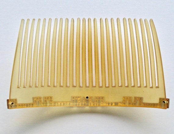 Antique Edwardian Greek Key Paste Horn Hair Comb,… - image 9