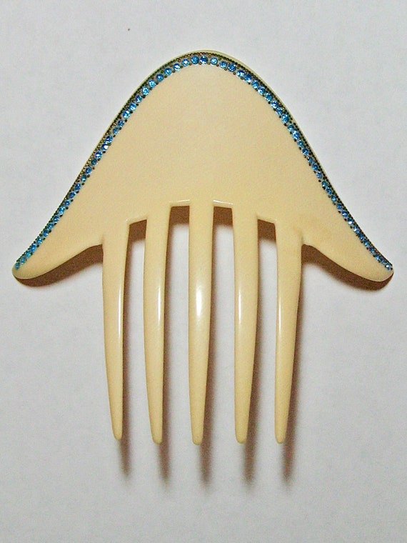 Art Deco Napoléon's Hat Hair Comb, Rhinestone Hair