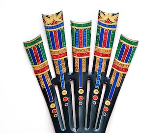 Art Deco Egyptian Revival Rhinestone Celluloid Hair Comb