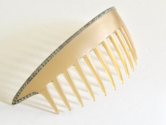 Art Deco Rhinestone Hair Comb, 1920s Flapper Hair