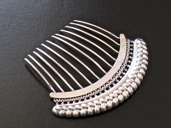 Antique French Beaded Openwork Silver Hair Comb Victorian Etsy
