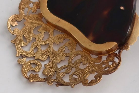 Victorian 14K Gold Cross Motif Horn Hair Comb, An… - image 5
