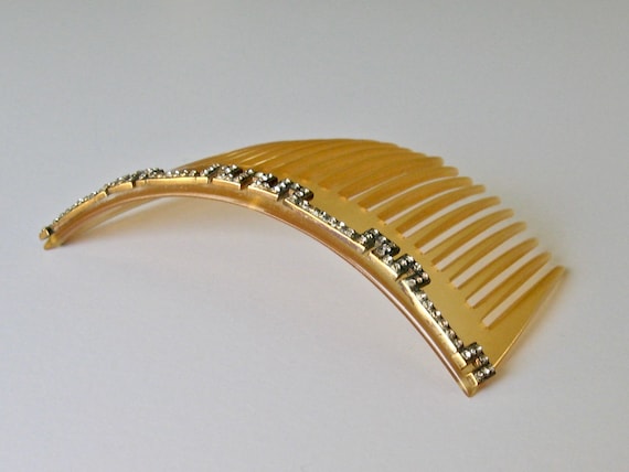 Antique Edwardian Greek Key Paste Horn Hair Comb,… - image 6