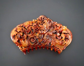 Antique Victorian Foliate Carved Tiara Hair Comb