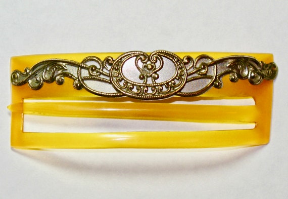 Art Nouveau Celluloid & Silver Barrette, Jugendsti