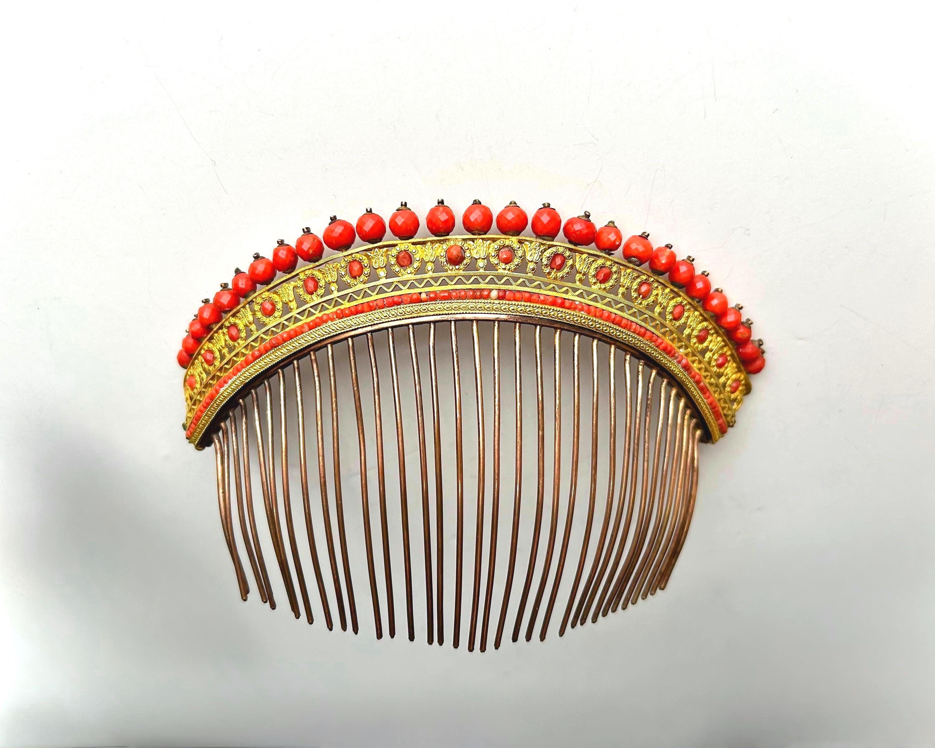 Branlette Gold Coral Branch Tiara with Pearls Antique Coral Tiara - Etsy main image 4