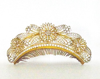 Antique Victorian Napoleon lll Crystal Ormolu Tiara