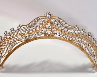 Georgian Regency Fire Gilt Crystal Tiara