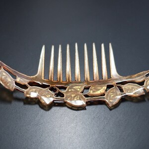 Art Nouveau Elisabeth Bonté GIP Flamand Style Honesty Seeds Horn Hair Comb, Antique French Carved Horn Comb, Bridal Comb, Naturalistic Comb image 7