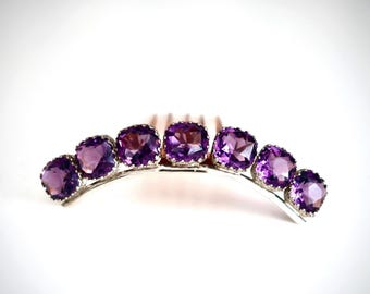 Antique Amethyst Silver Hinged Tiara Hair Comb