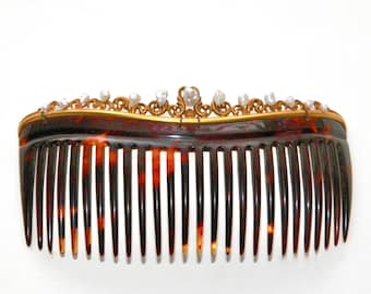 Edwardian 14K Gold Baroque Pearl Bridal Hair Comb – Day, Clark & Co.