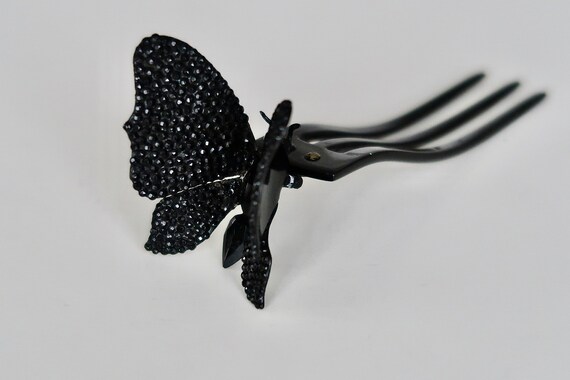 Antique Victorian French Jet Figural Butterfly Hi… - image 10