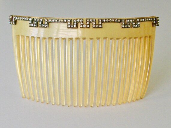 Edwardian Blonde Horn Hair Comb, Arts Crafts Comb,