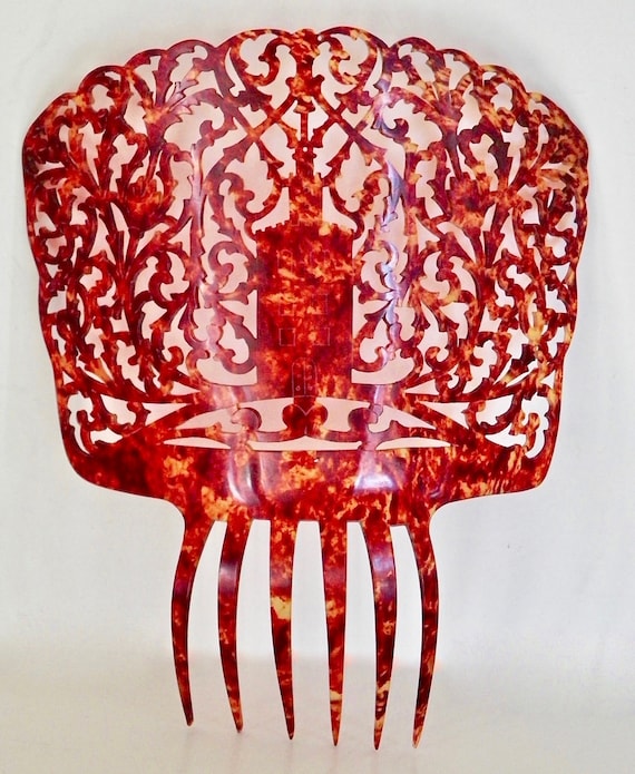 Vintage Spanish Mantilla Comb, Oversized Hair Comb