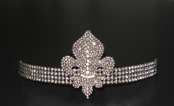 Antique Fleur-de-Lis Cut Steel Tiara, Antique Fren