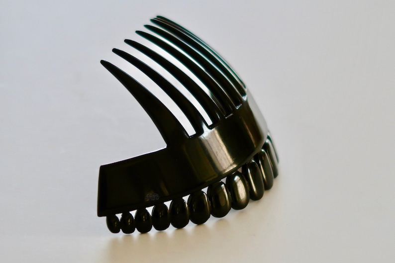 Flapper Hair Decoration AUGUSTE BONAZ Large Art Deco Hair Comb Black Celluloid Hair Comb Antique French Comb Hair Ornament