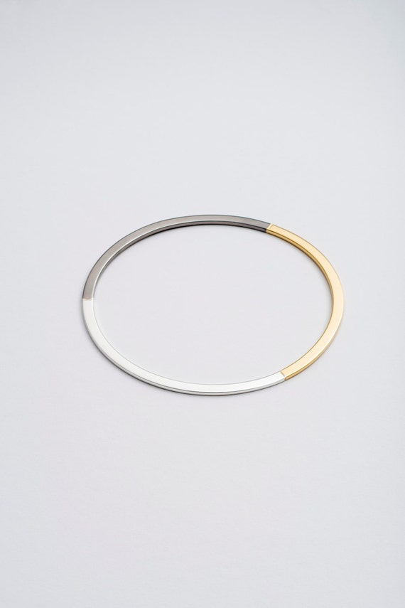 アクセサリー silver925 trinity bangle Trinity Bangle, Solid Silver With Gold & Black Rhodium