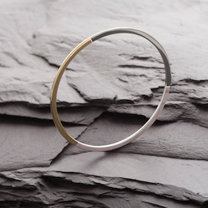 Trinity Bangle, Solid Silver with Gold & Black Rhodium Plating.