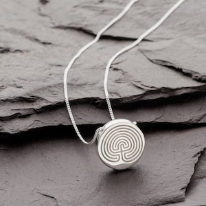 Seven Tier Labyrinth Necklace in Silver.