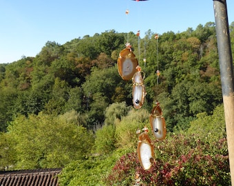 Agate WindChime VITALITY, Orange, spiritual, musical wall hanging, gemstone wall art, hippie decor, LAgedepierre