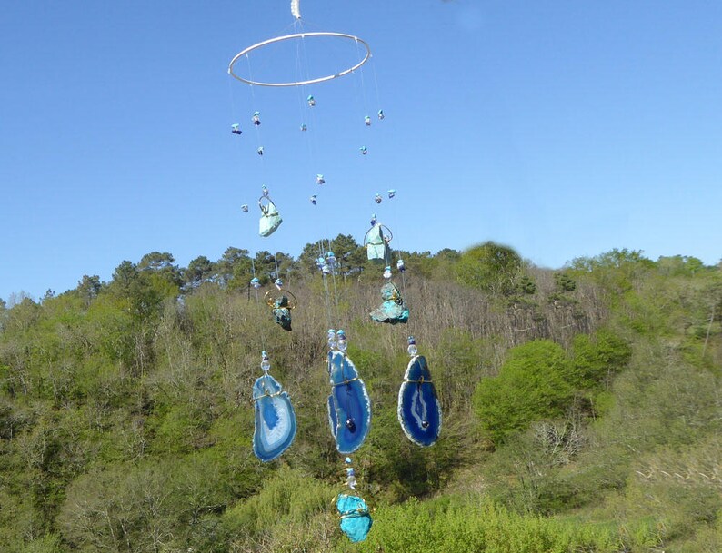 Blue Wind Chime PEACE Spiritual Decor Gemstone Art Chakra Etsy