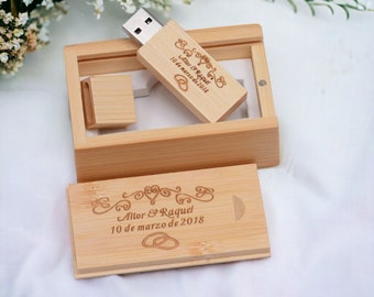 Personalized Wedding USB, Wedding Anniversary Gift for Husband Photographers, Personalized Wooden USB Drive, Gift For Her