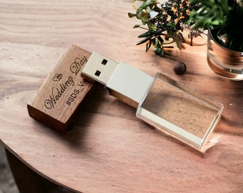 Custom Logo Wooden Memory USB, Personalized Wedding USB, Wedding Anniversary Gift for Husband Photographers, USB Flash Drive Memory Stick