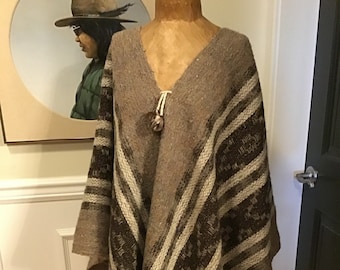 Hand Woven Poncho Earth Tones