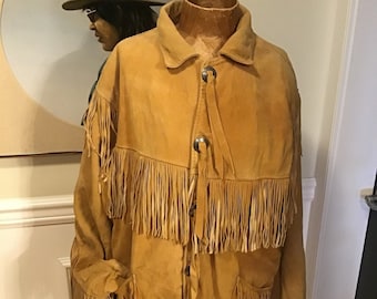 First Nations Du Sault Deerhide Fringed Jacket M Huron-Wyendat Quebec