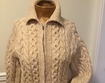 McBreartys Donegal Handknit Zippered Cardigan Killybegs Ireland Wool