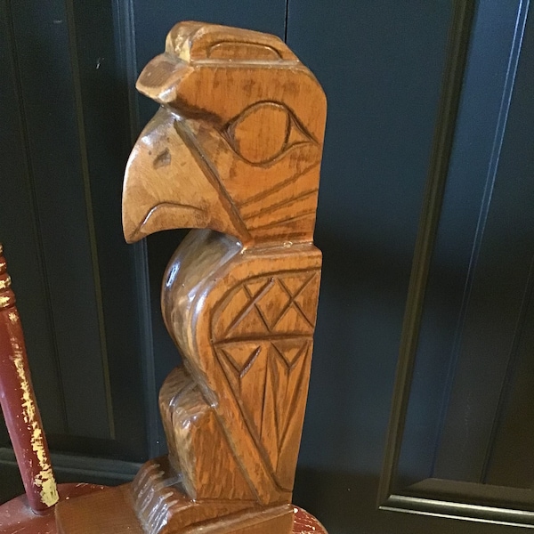 First Nations West Coast Eagle Totem Carved Wood