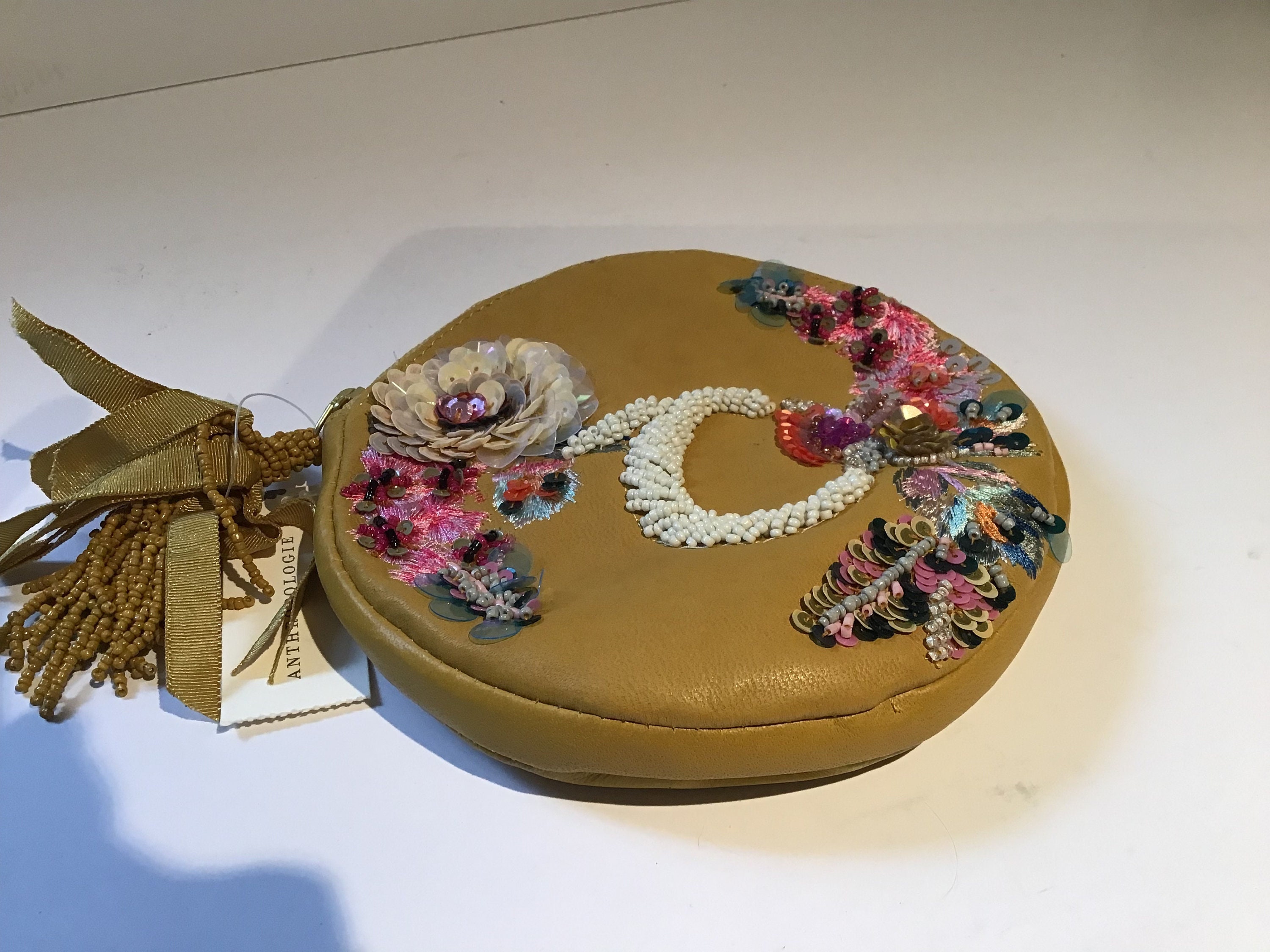 Anthropologie Anna Harlow Russo Initial 'C' Leather Purse