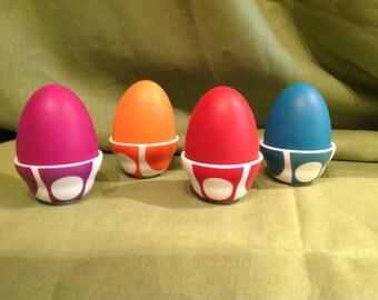 Verner Panton Egg Cups (4) w. Thermal Covers Danish Design